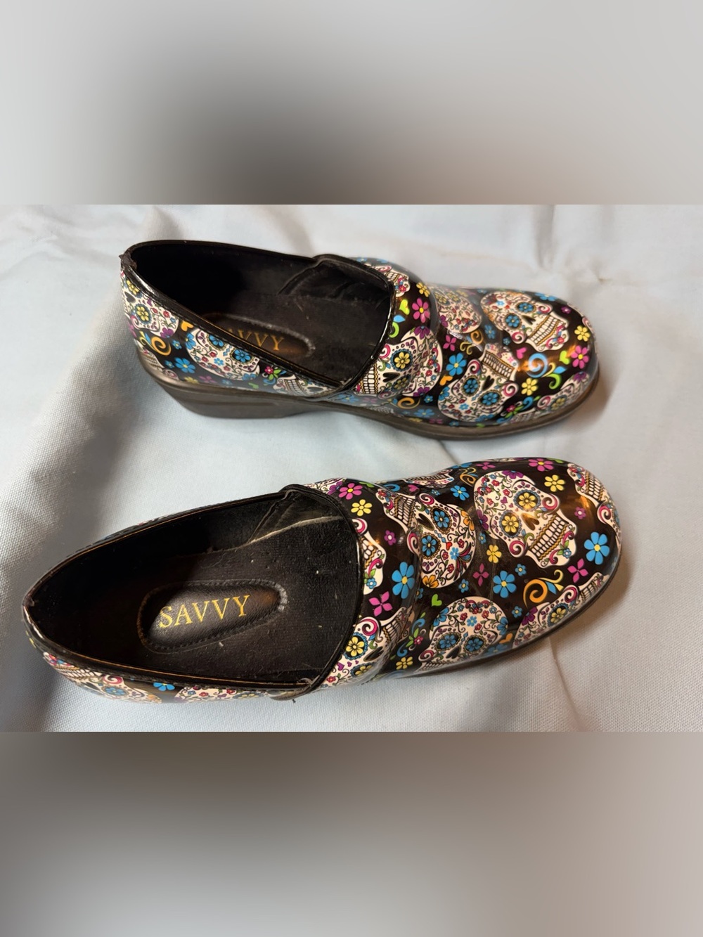Savvy Black Multi-colored patent leather and real leather quarter lining Clogs - Picture 3 of 9